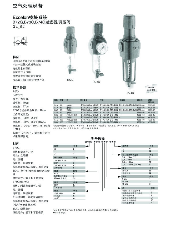 B72G,B73G,B74G過濾器-調壓閥